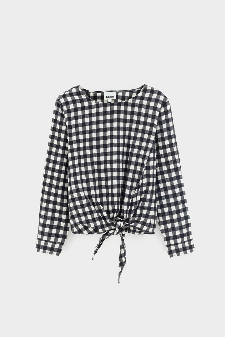 Kami Checked Blouse - Black & Ivory