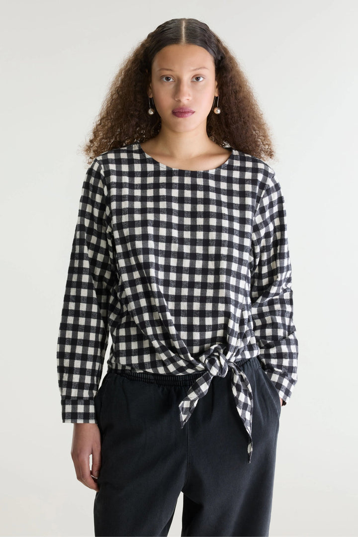 Kami Checked Blouse - Black & Ivory