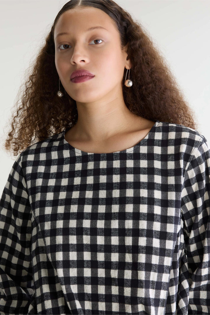 Kami Checked Blouse - Black & Ivory