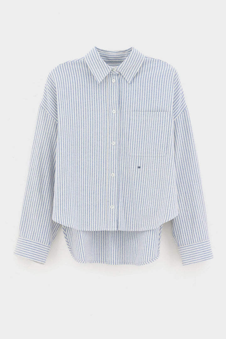 Jaxie Relaxed Stripe Shirt - Light Blue