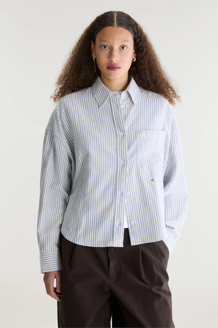 Jaxie Relaxed Stripe Shirt - Light Blue