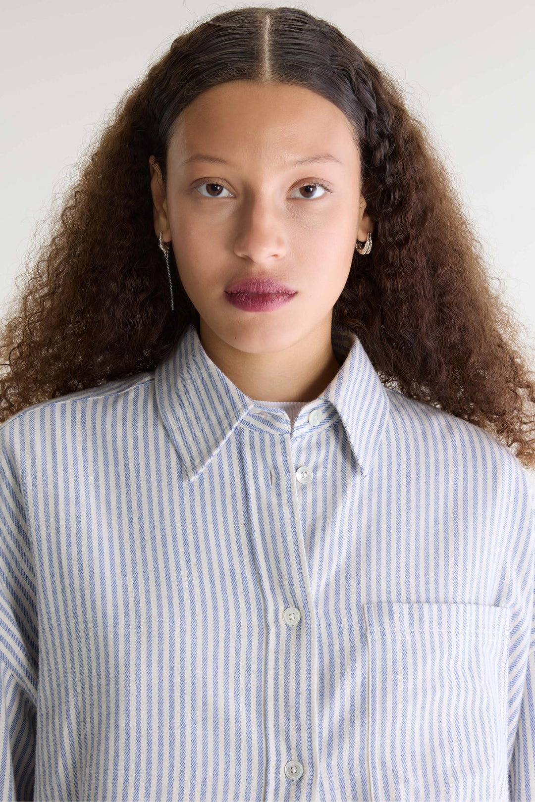 Jaxie Relaxed Stripe Shirt - Light Blue