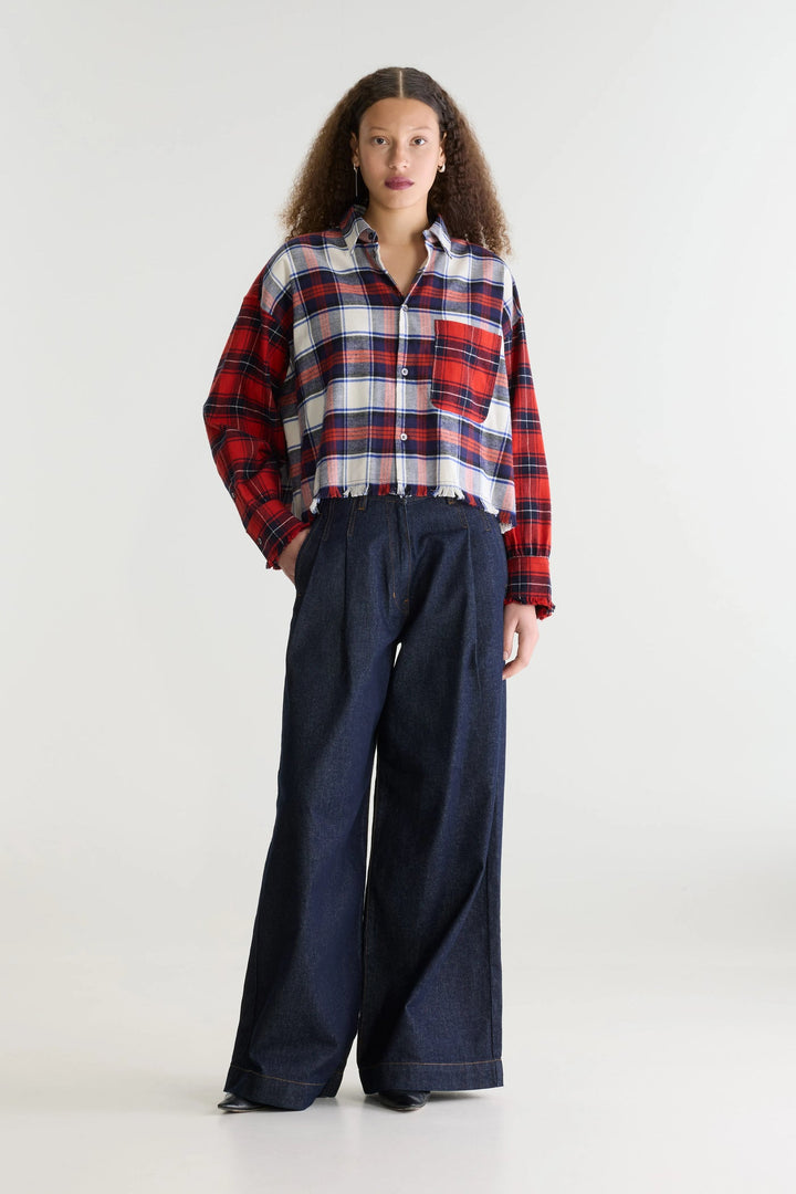 Jonnie Cropped Checked Shirt - Multi check