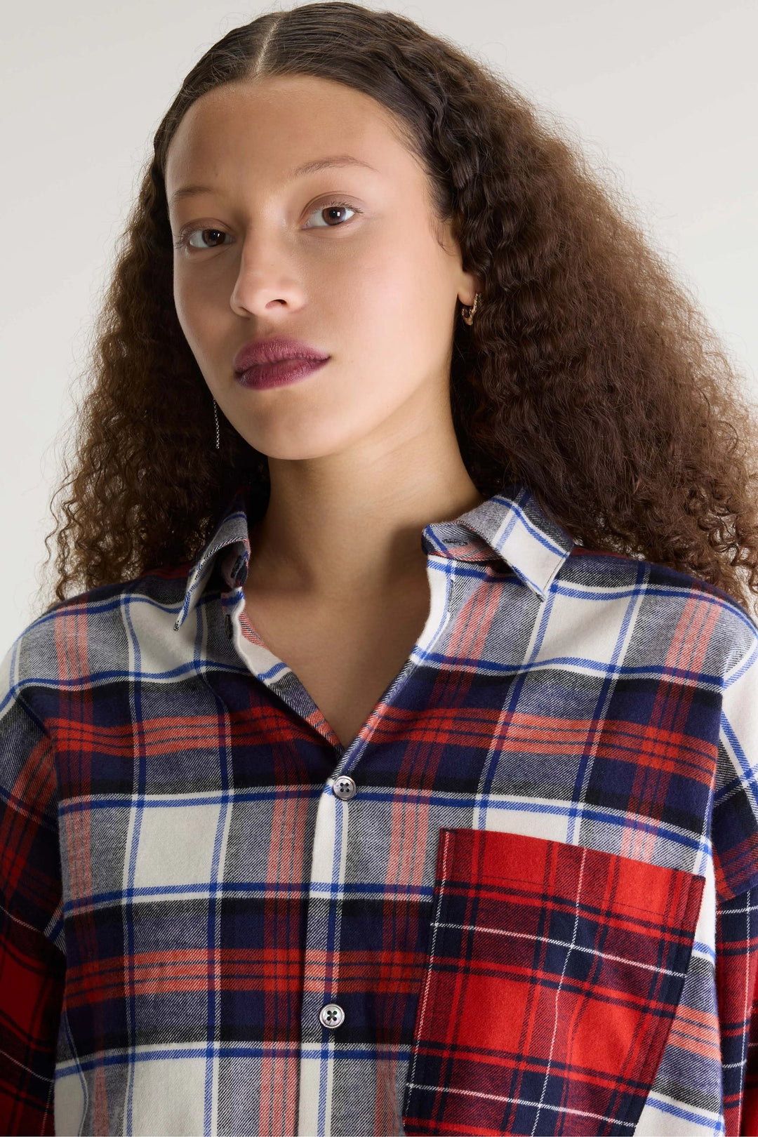 Jonnie Cropped Checked Shirt - Multi check