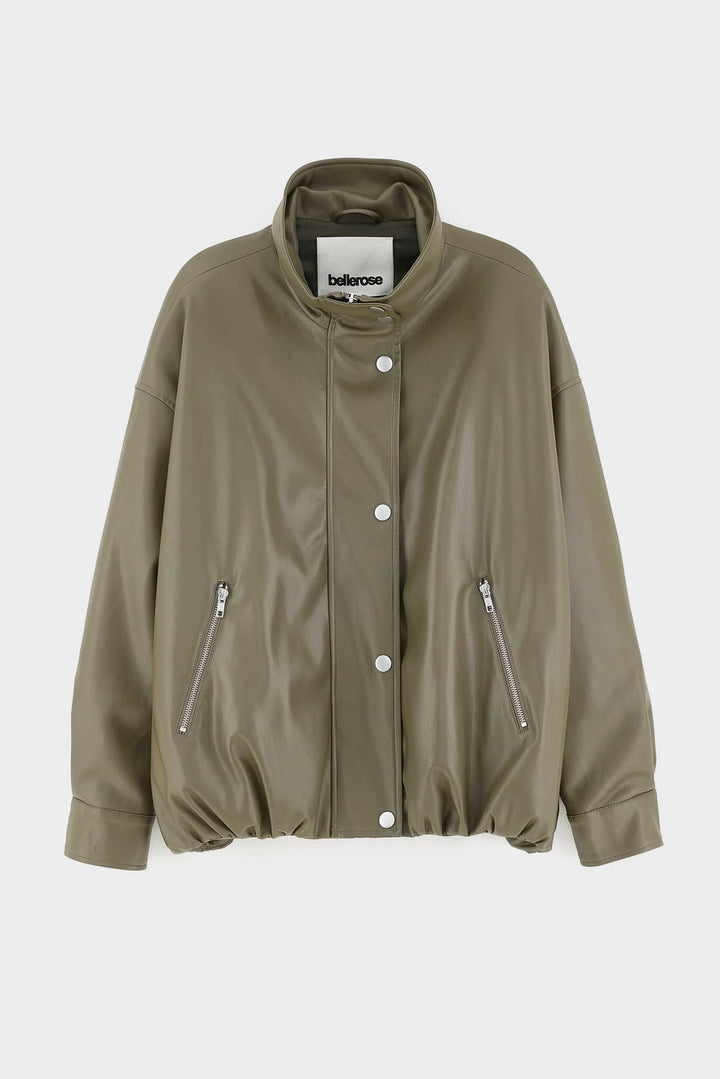 Jellis Faux-Leather Jacket - Dusty Olive