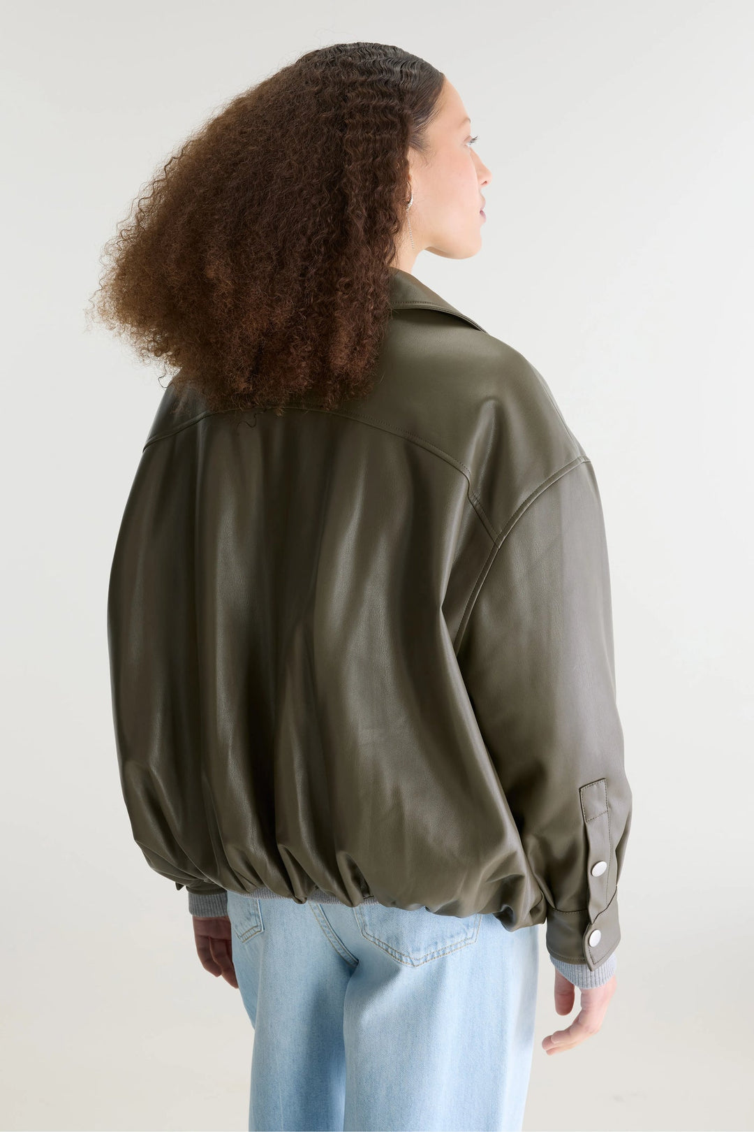 Jellis Faux-Leather Jacket - Dusty Olive