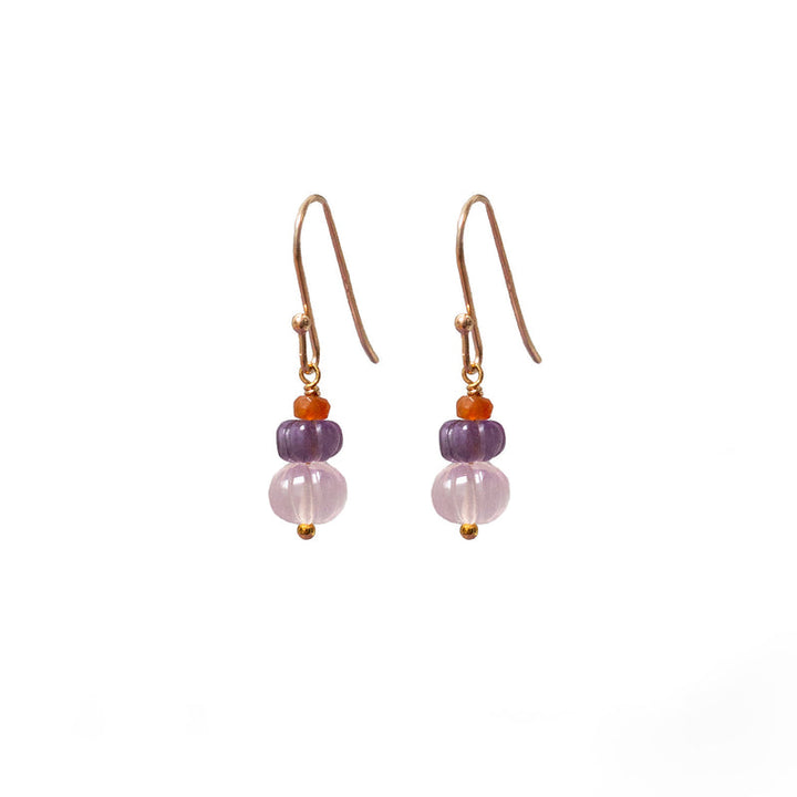 Vitality Trio Earrings - Rose Quartz, Amethyst & Fire Opal