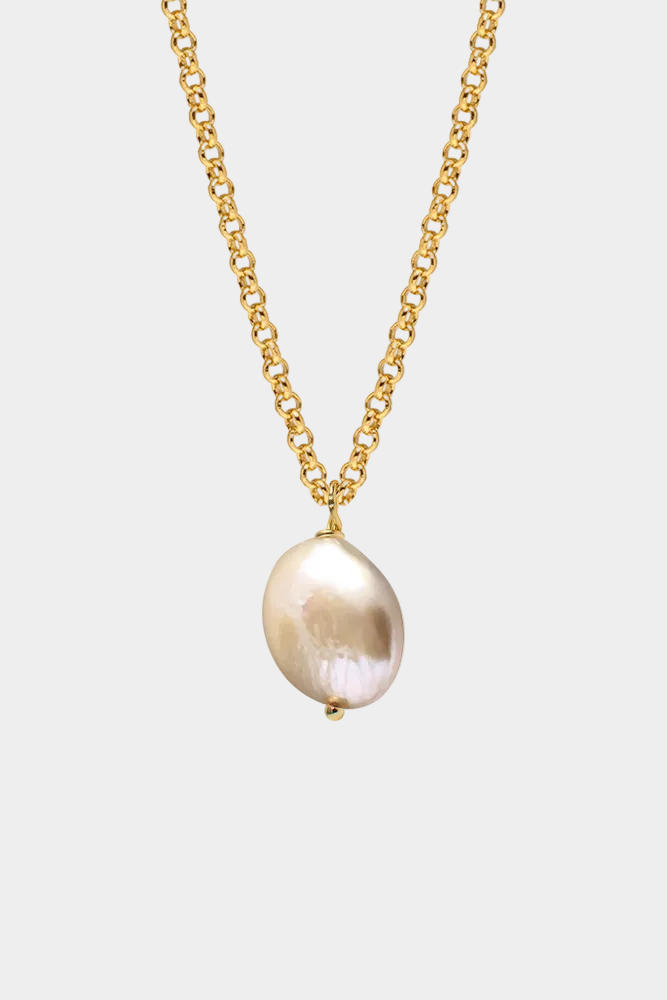 Iridescent Pearl Coin Pendant Necklace