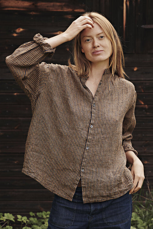 Wide Blouse - Rust Check