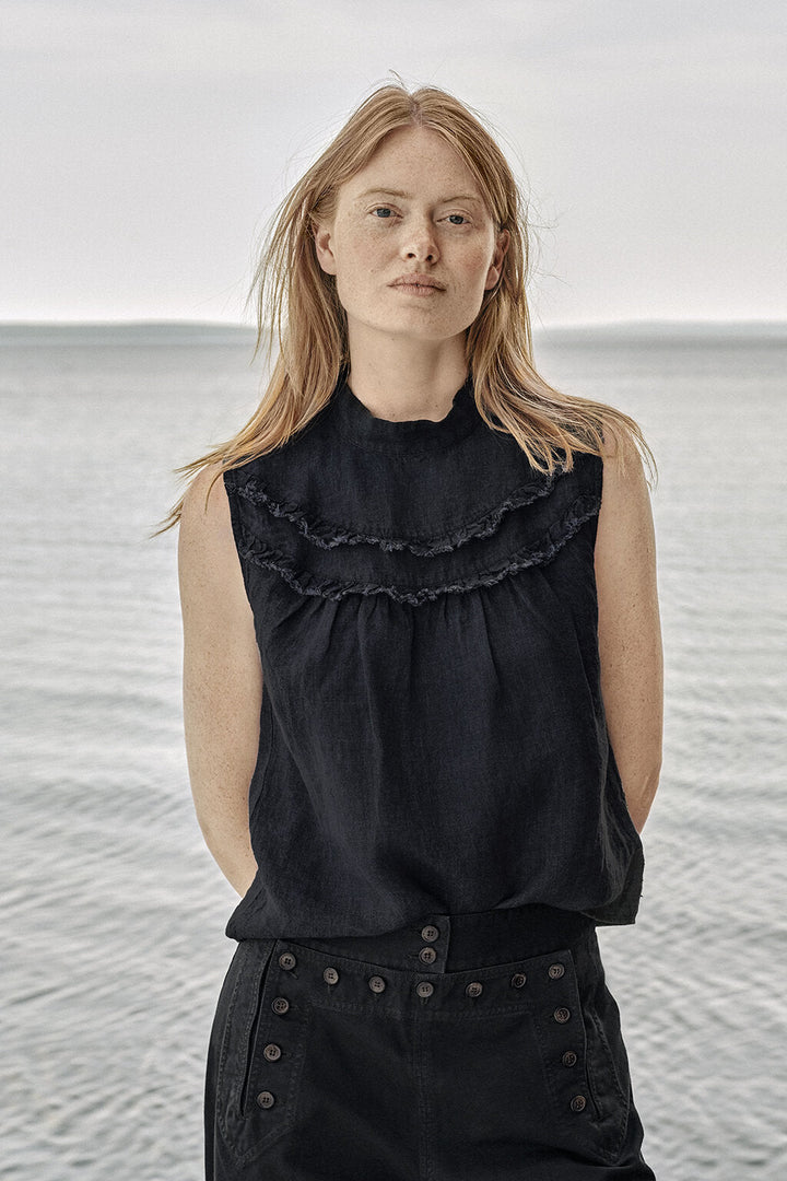 Ruffle Top - Ink Blue