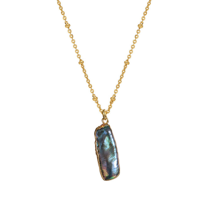 Biwa Pearl Iridescent Pendant Necklace