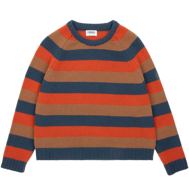 Striped Crew - Petrol Blue/Caramel/Burnt Orange