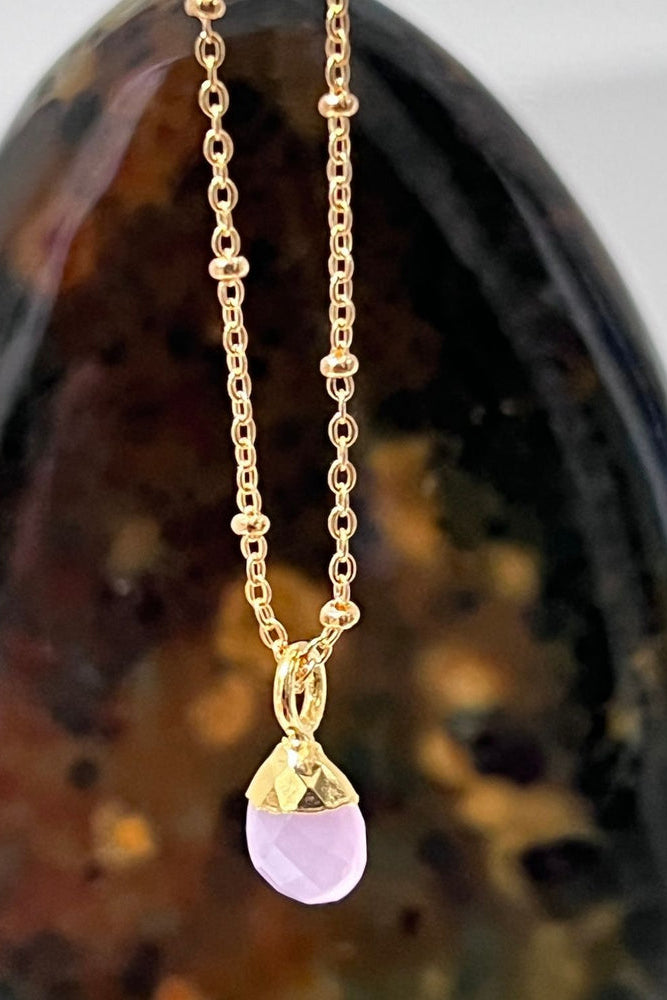 Pink Chalcedony Briolette Pendant Necklace