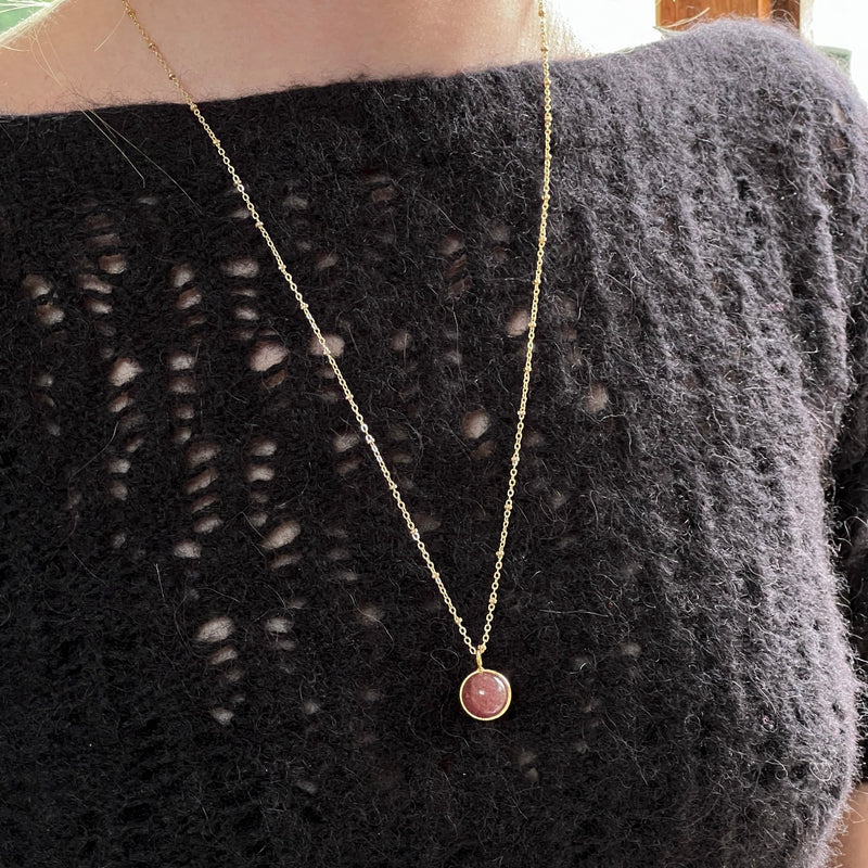 Magic Strawberry Quartz Ball Pendant Necklace