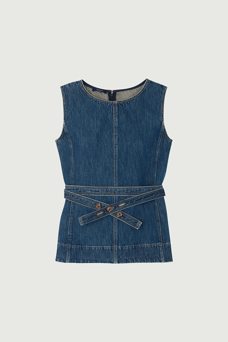 Chance Denim Top - Blue/Green
