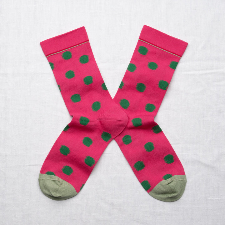 Polka Dot Socks - Raspberry/Foliage