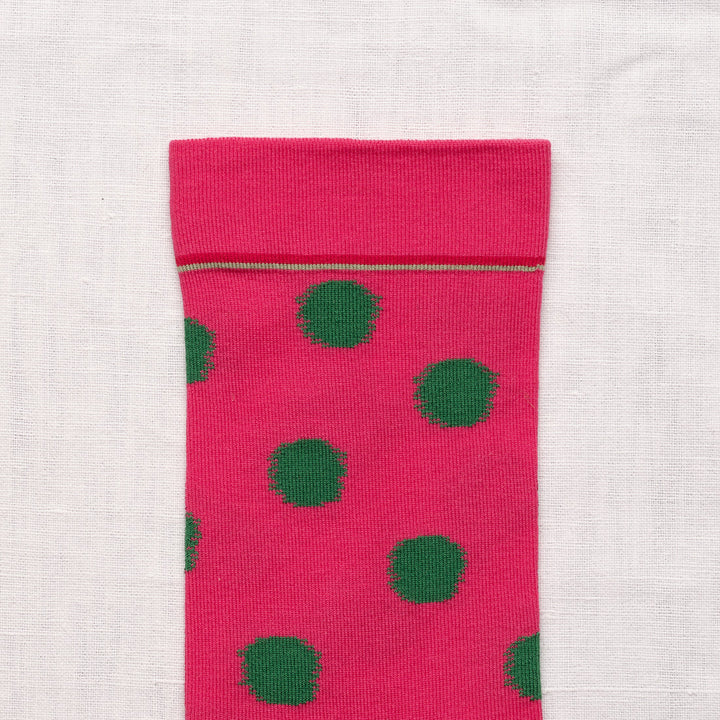 Polka Dot Socks - Raspberry/Foliage