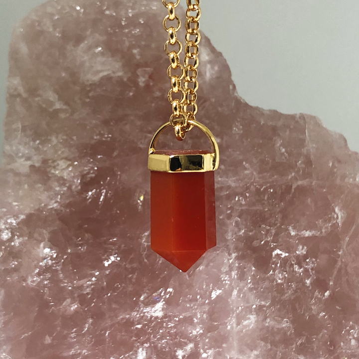 Carnelian Point Pendant Necklace