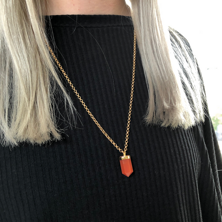 Carnelian Point Pendant Necklace