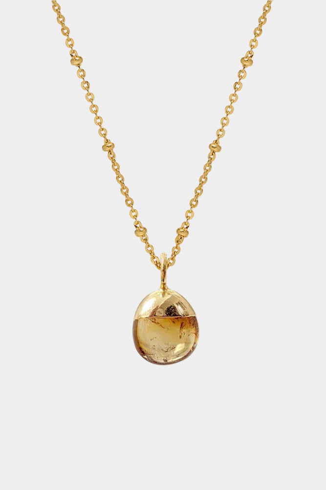 Mini Citrine Pebble Pendant Necklace