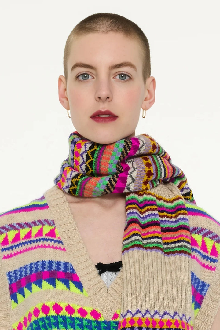 Stripes And Fairisle Scarf - Multi