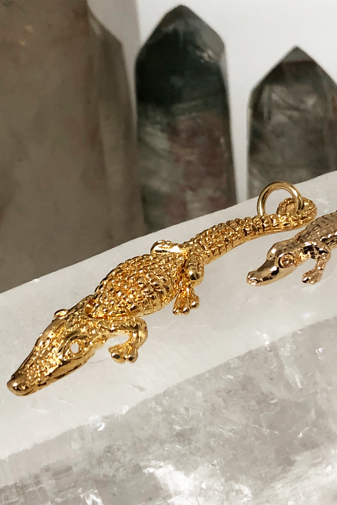 Large Crocodile Charm Necklace
