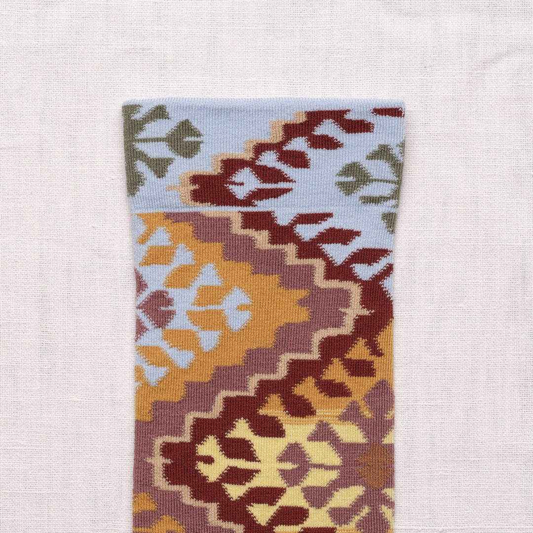 Aztec Socks - Sky/Burgundy