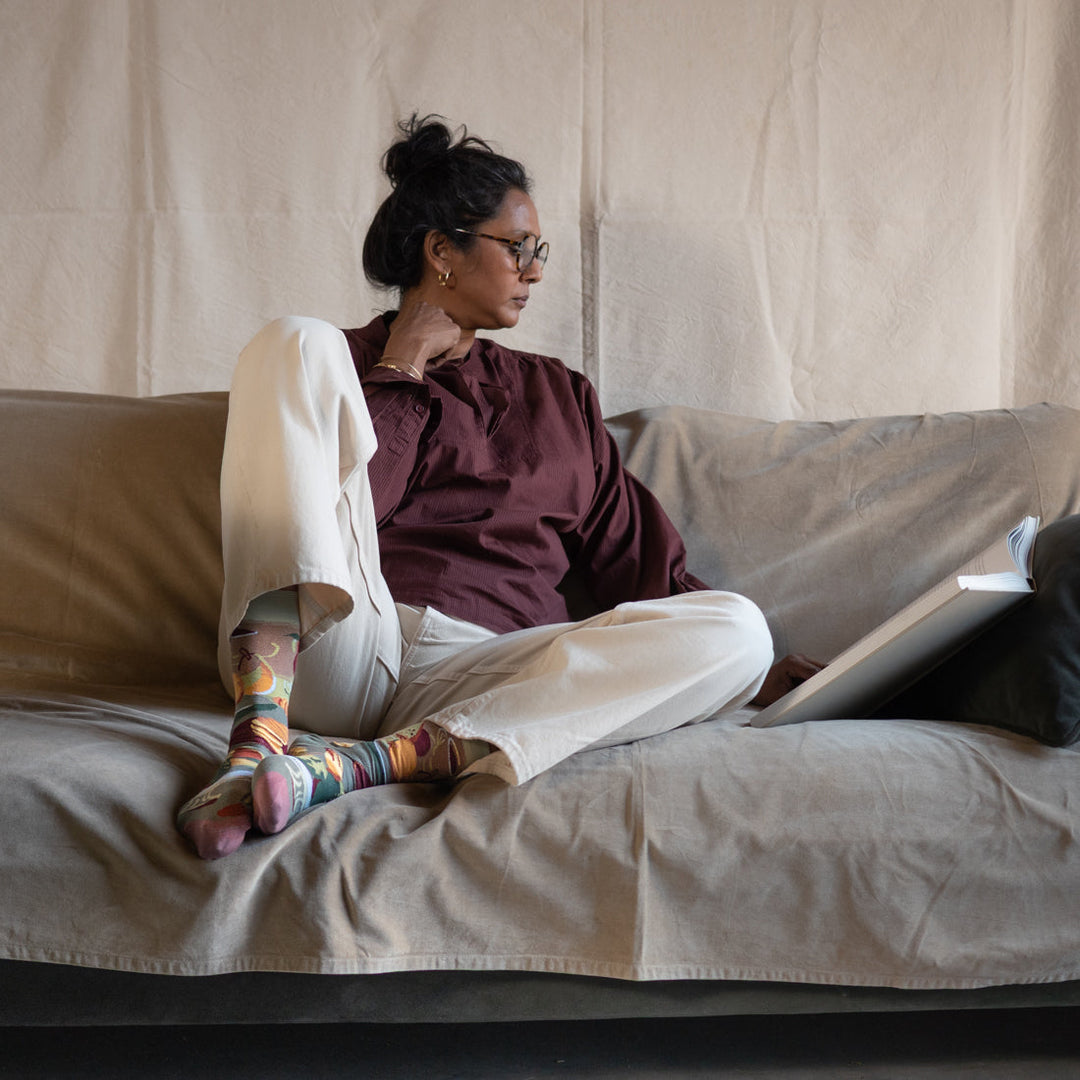 The Brunch Socks- Moss/Yellow
