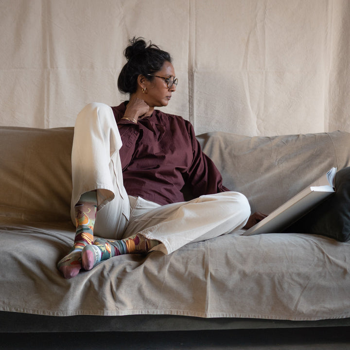 The Brunch Socks- Moss/Yellow