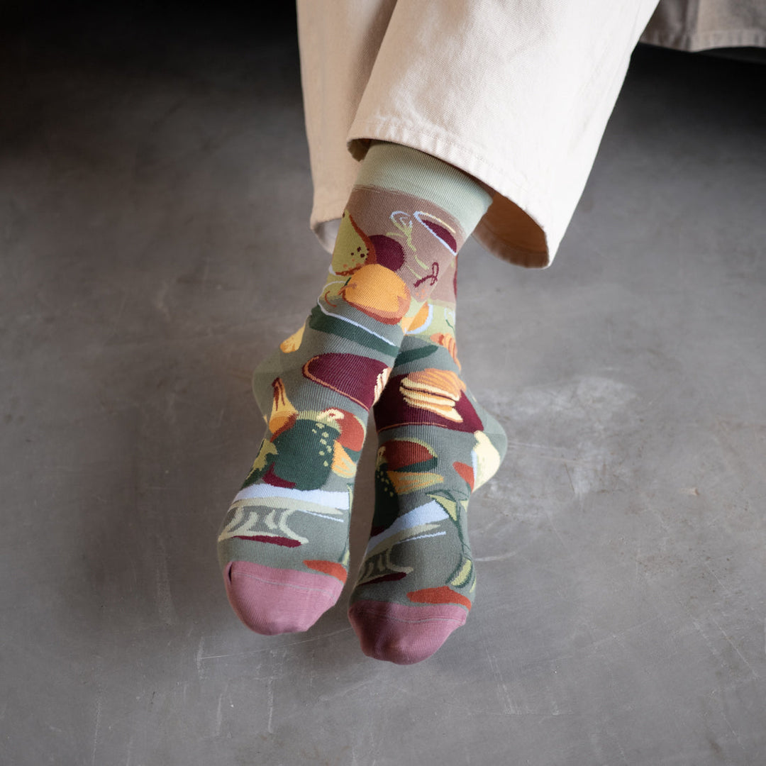 The Brunch Socks- Moss/Yellow