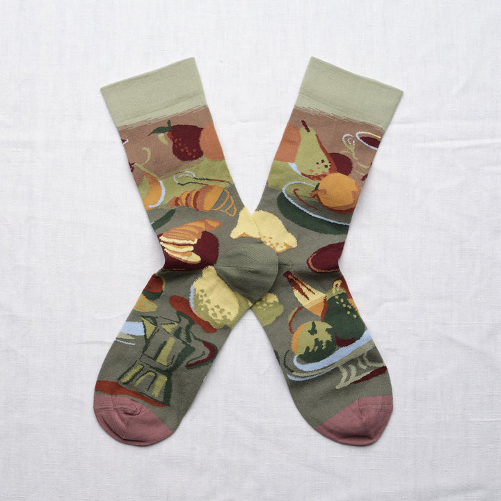 The Brunch Socks- Moss/Yellow