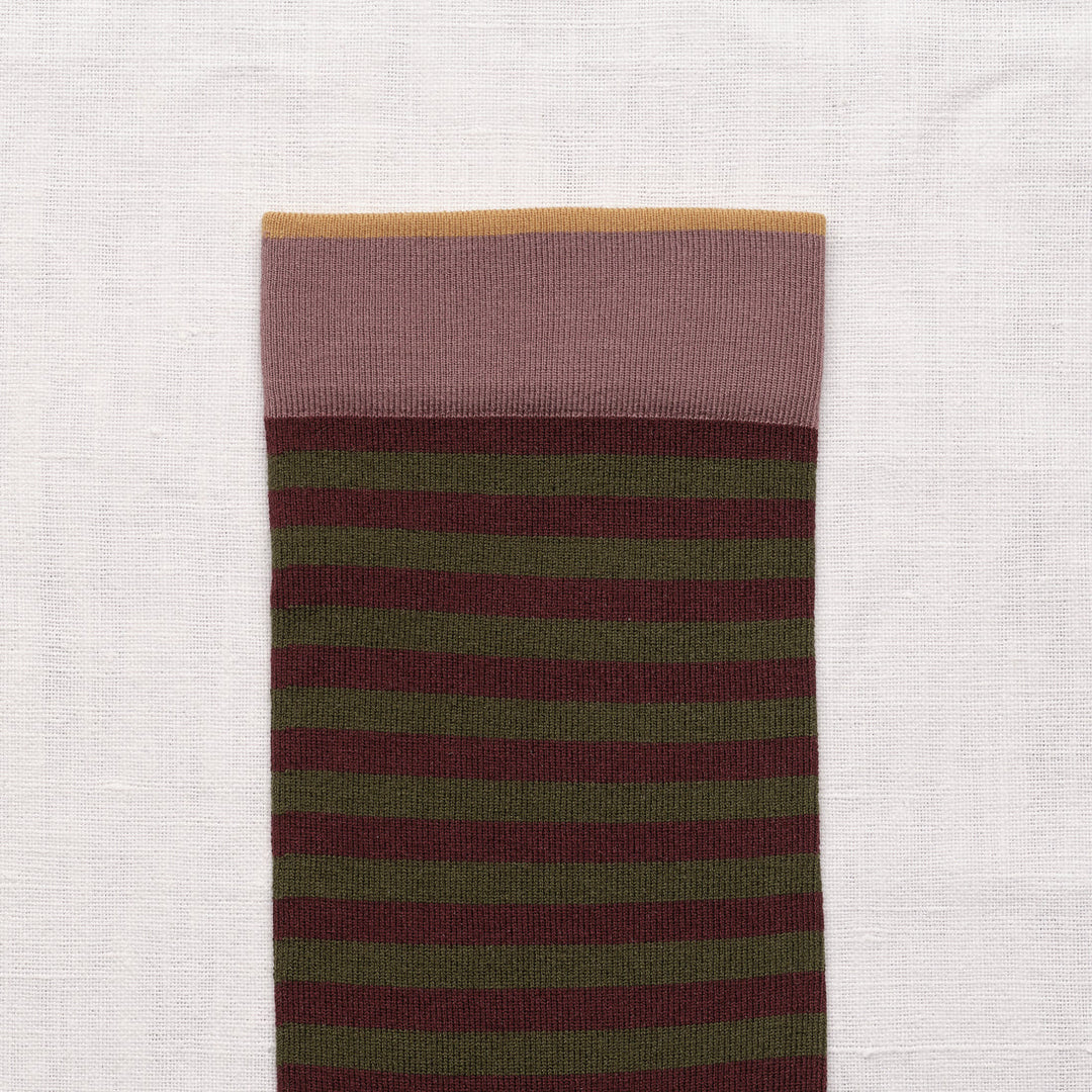 Stripe Socks- Burgundy/Apricot
