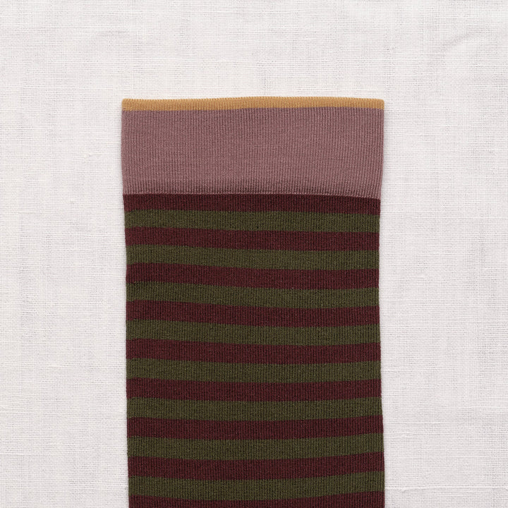 Stripe Socks- Burgundy/Apricot