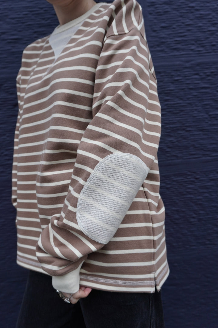 Loop Patch L/S T-Shirt - Mocha Stripe