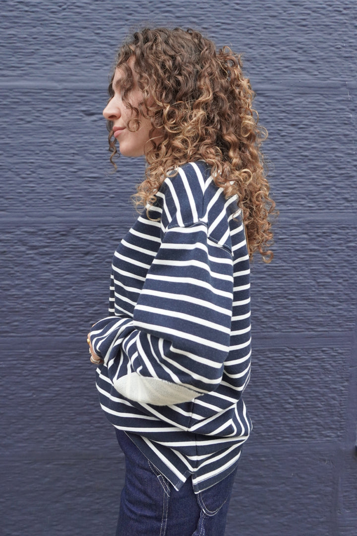 Loop Patch L/S T-Shirt - Navy Stripe