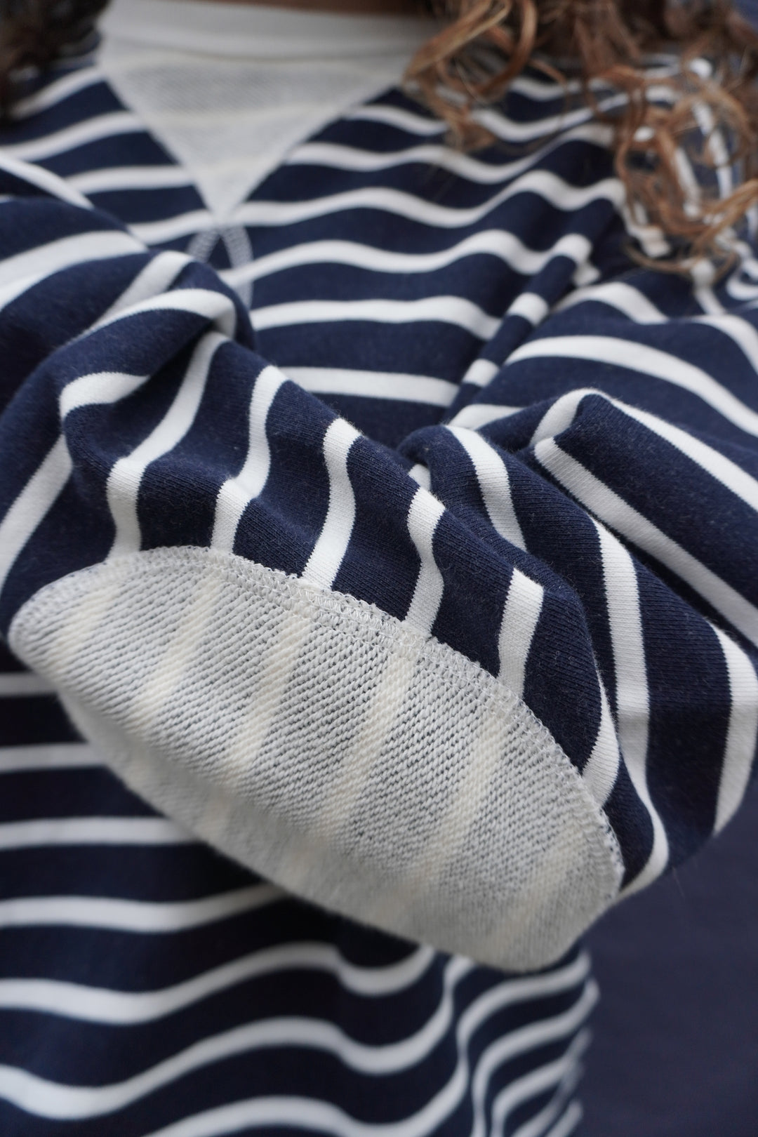 Loop Patch L/S T-Shirt - Navy Stripe