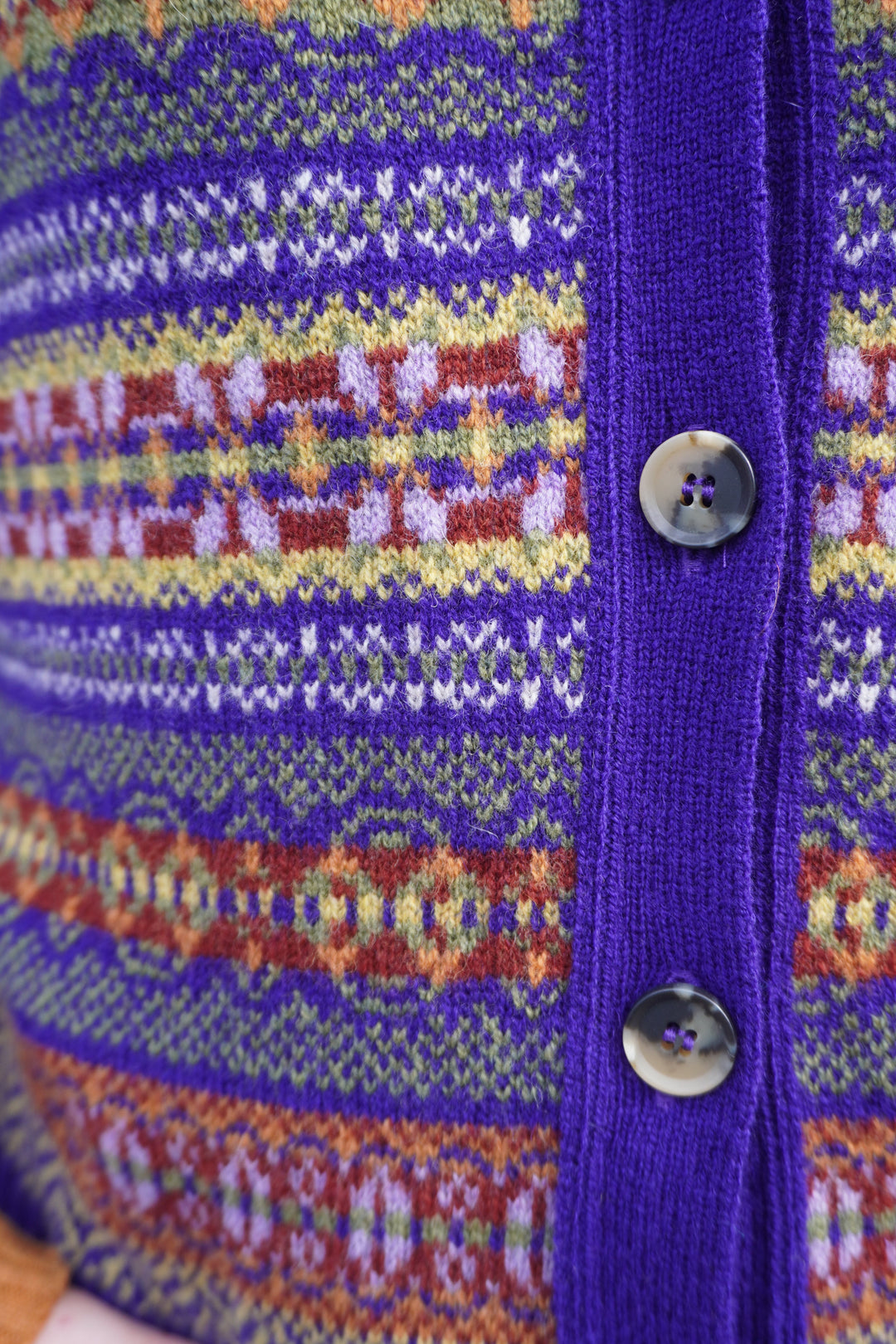 Stobo Fairisle Vee Cardigan - Mulberry