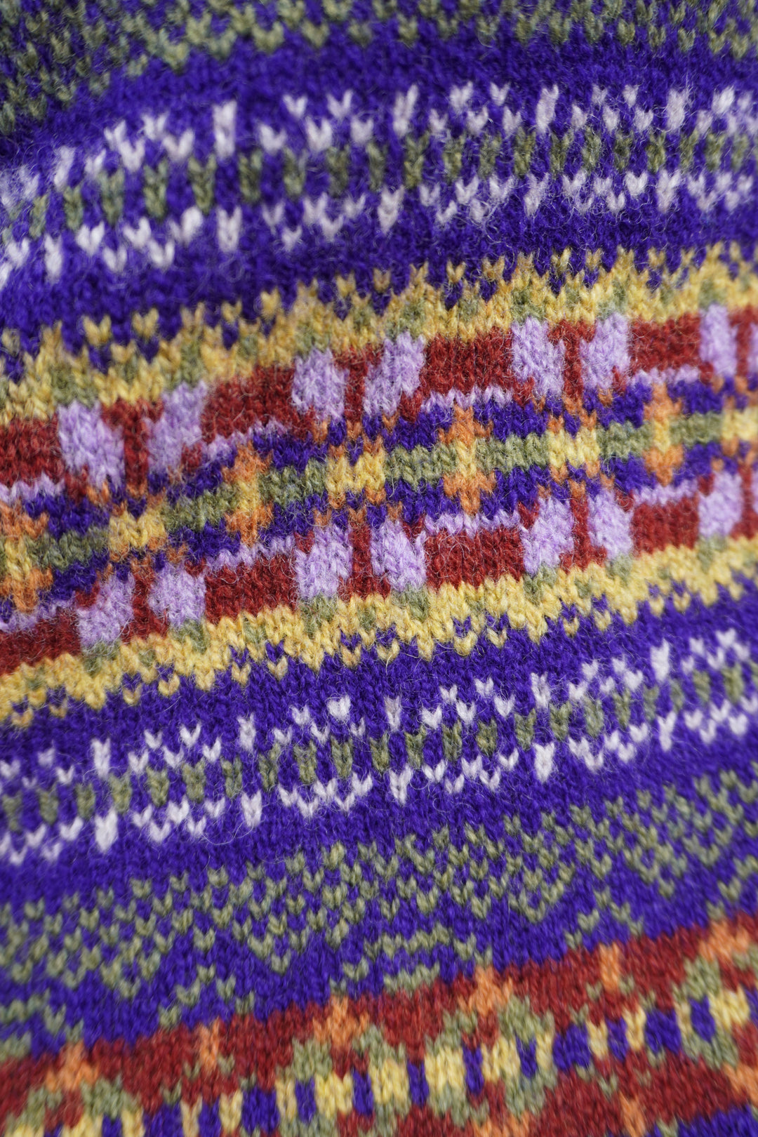 Stobo Fairisle Vee Cardigan - Mulberry