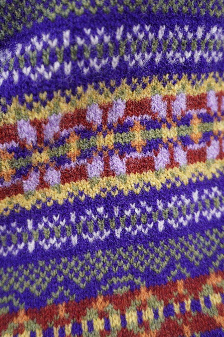 Stobo Fairisle Vee Cardigan - Mulberry