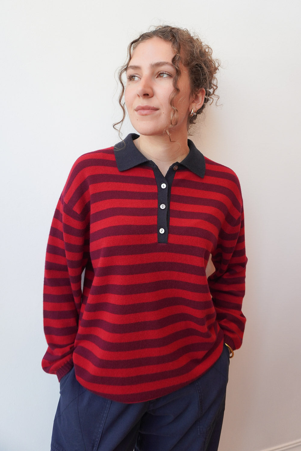 Rugby Shirt - Navy/Burgundy/Poppy