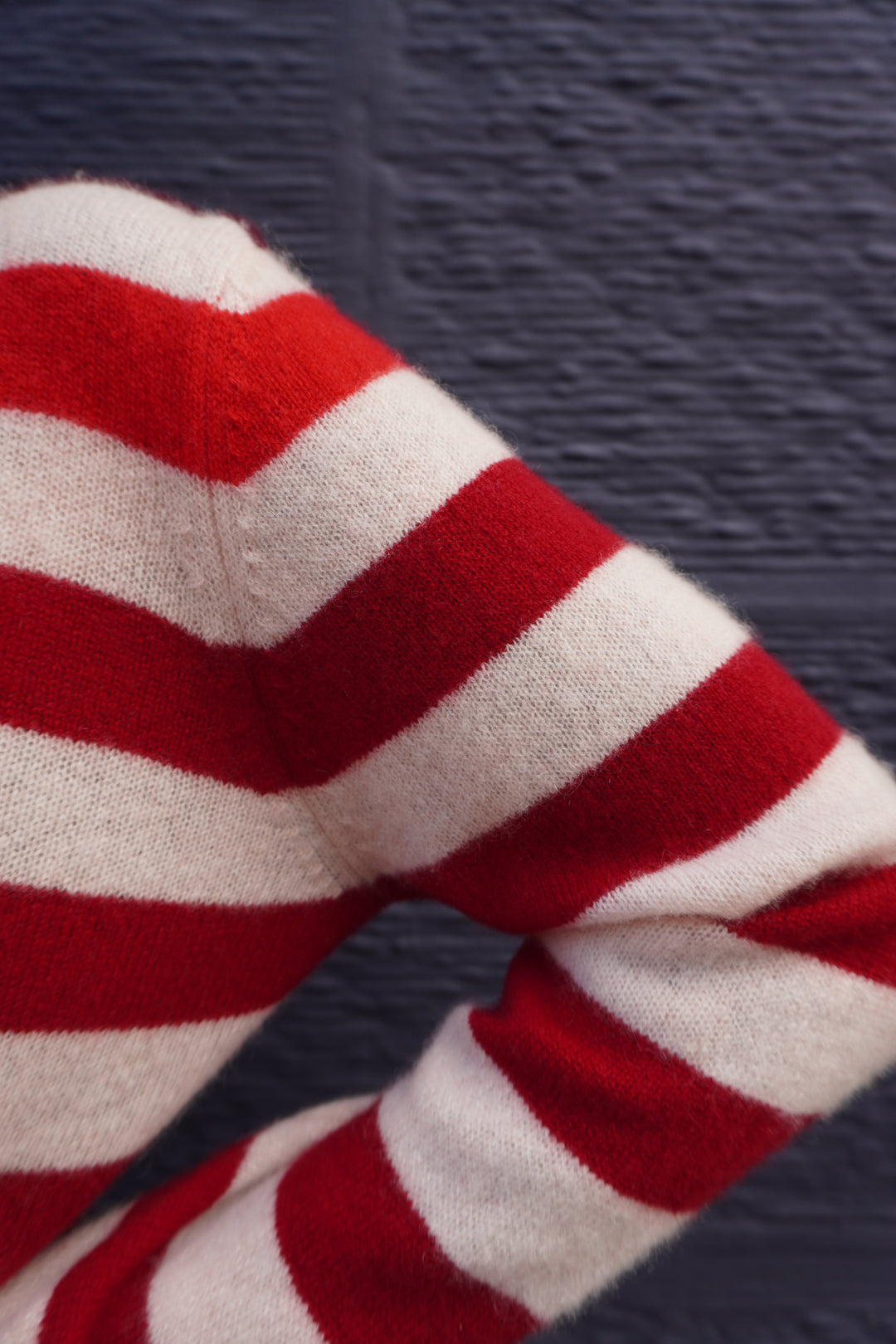 Gradient Striped Cashmere Crew - Oatmeal/Rose/Burgundy