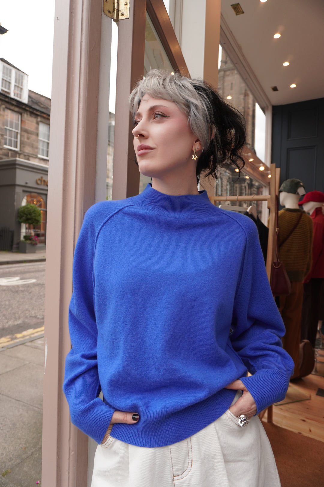 Exposed Raglan Crew - Sapphire