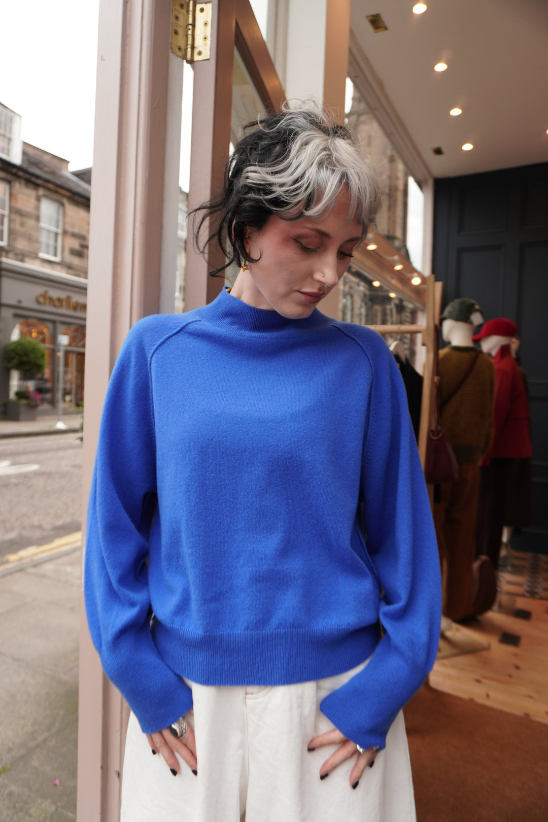 Exposed Raglan Crew - Sapphire