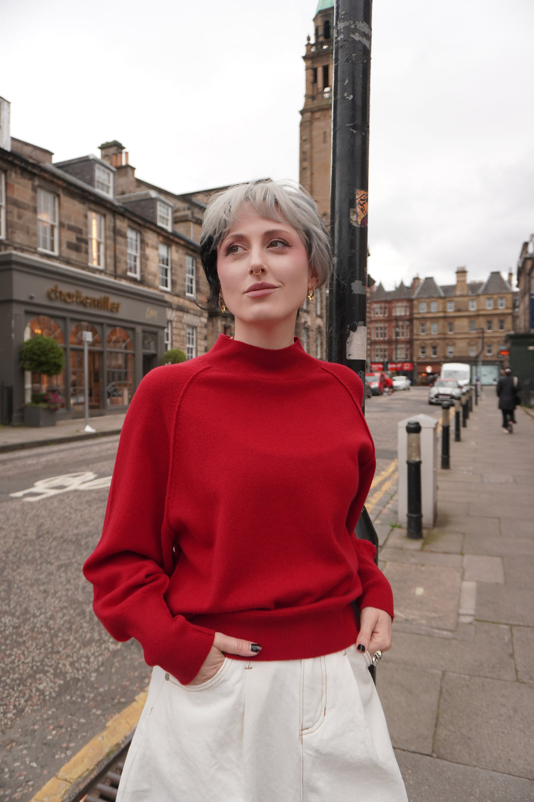 Exposed Raglan Crew - Poppy