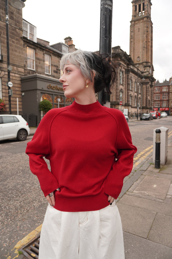 Exposed Raglan Crew - Poppy