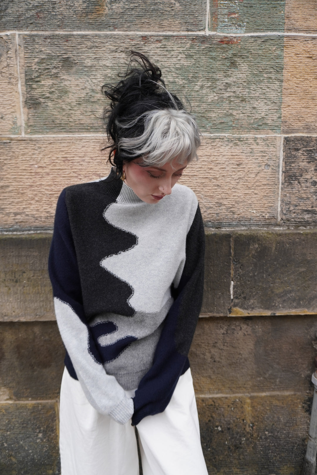 Reverse Camo Cashmere Turtle - Mist/Charcoal/Navy