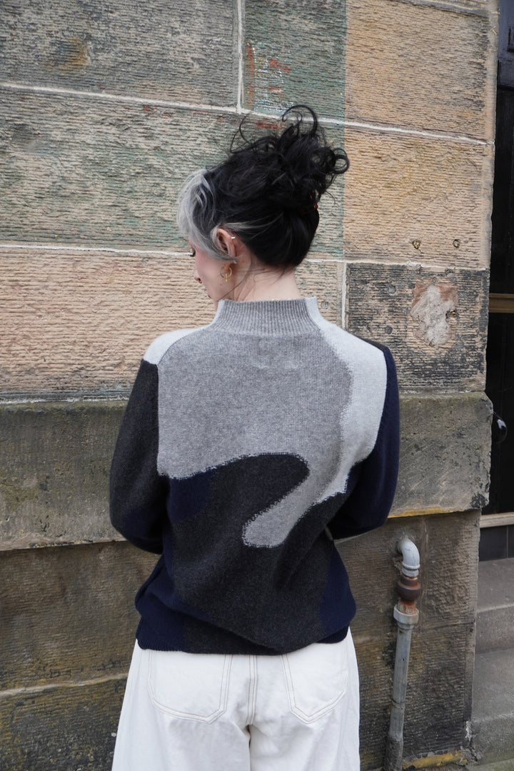 Reverse Camo Cashmere Turtle - Mist/Charcoal/Navy