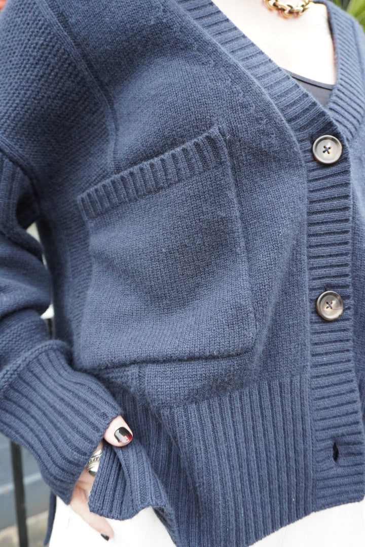 Guernsey Cardigan - Navy