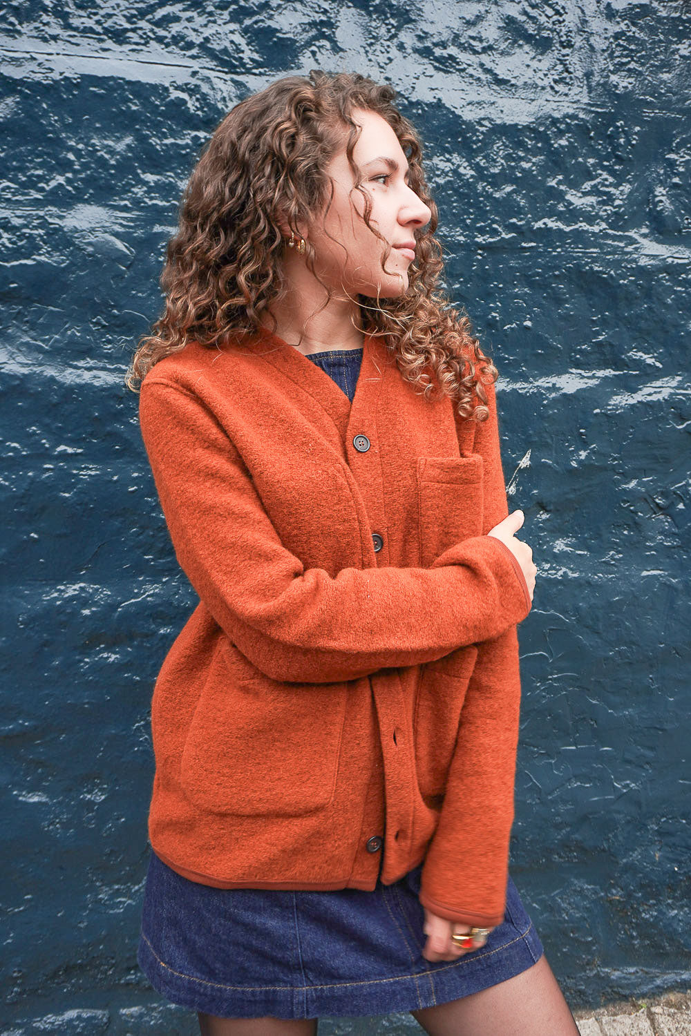 Cardigan - Rust Wool Fleece