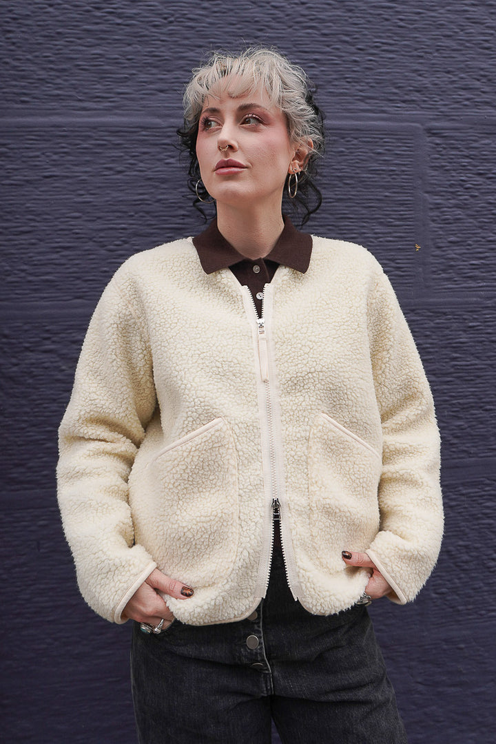 Zip Liner Jacket - Ecru Galaxy Fleece